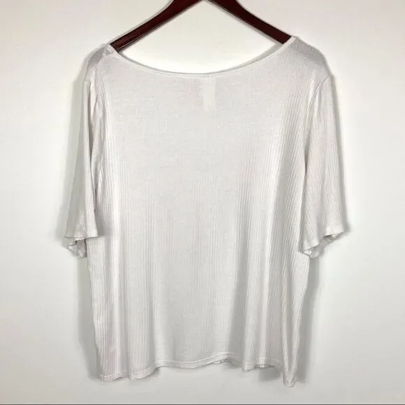 H&M Women's White Ribbed Crop Top w/ Buttons Size XXL - Picture 8 of 10